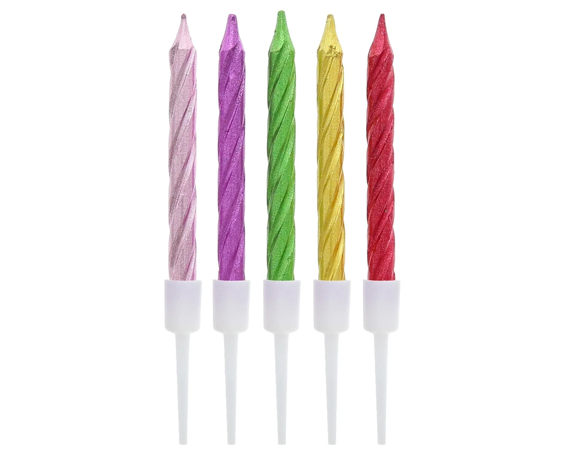 Świeczki B&C Twister, metaliczne, mix, 6 cm, 10 szt.