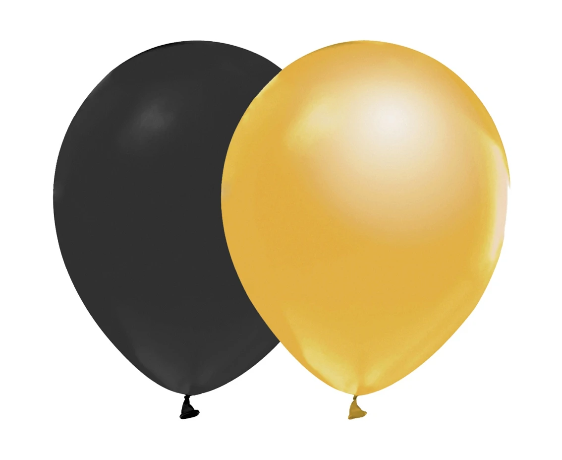Balony B&C 12", metalik złote i pastel czarne, 50szt.