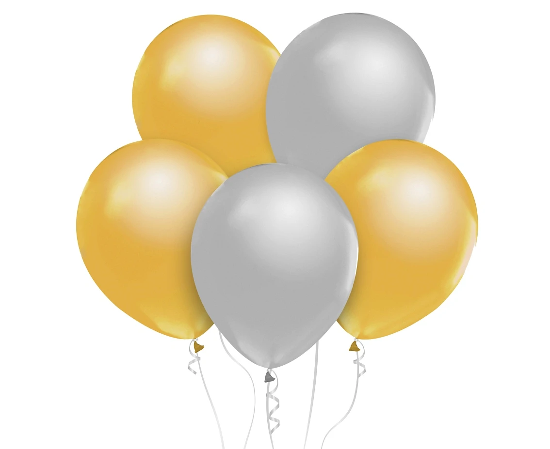 Balony B&C 12", metalik złote i srebrne, 50szt.