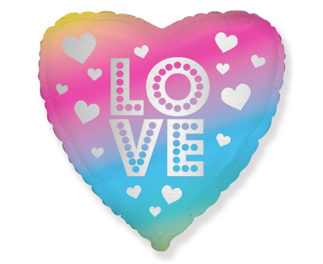 Balon foliowy 18" FX - LOVE serce (gradient) KK, niepakowany