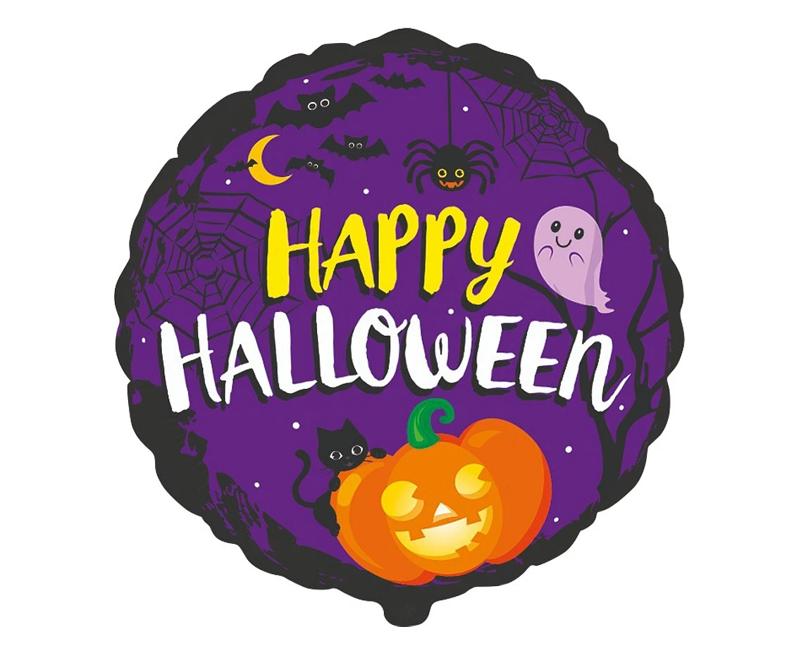 Balon foliowy 18" FX - Happy Halloween, pakowany