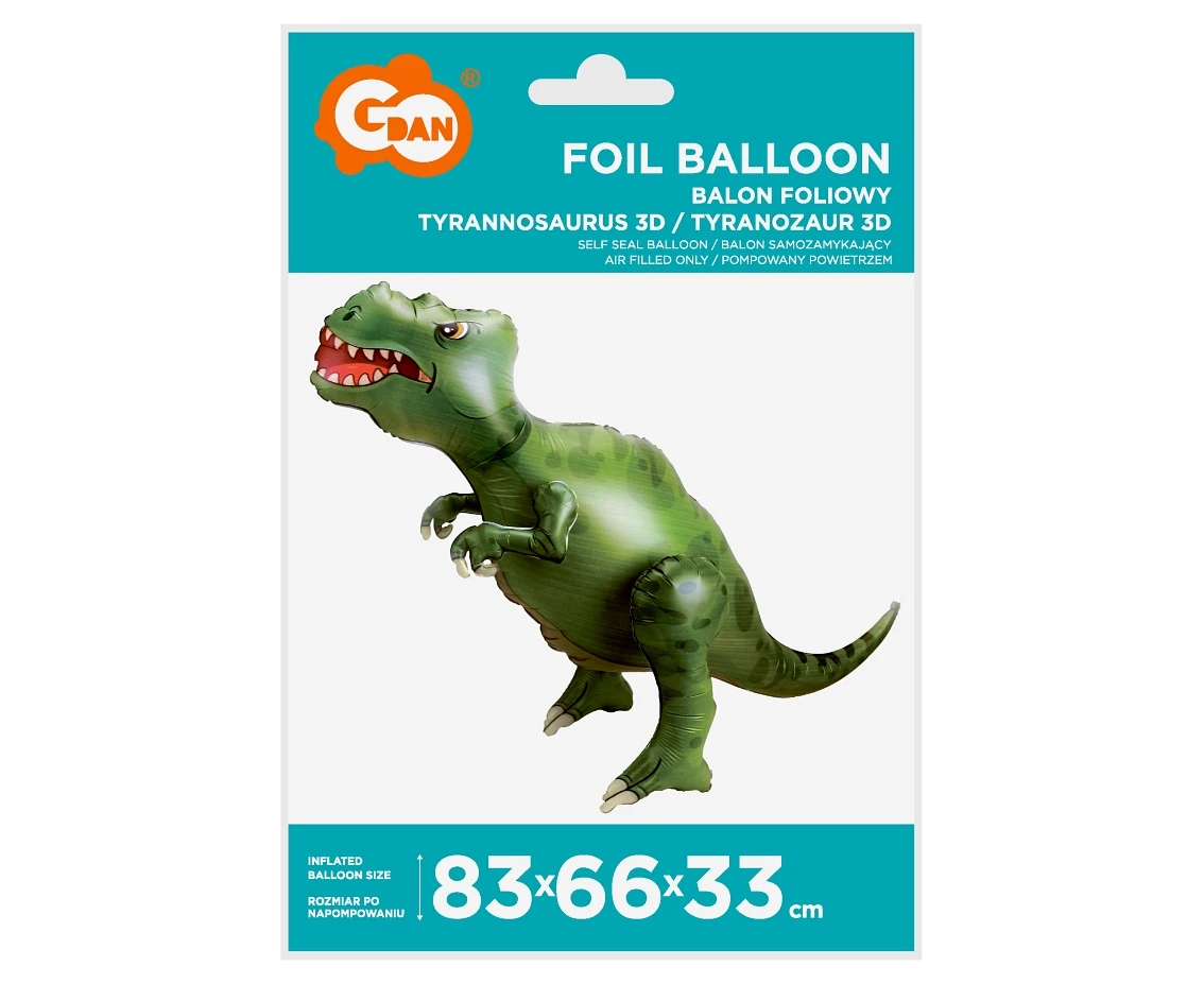 Balon foliowy Tyranozaur 3D, 83x66x33 cm KK