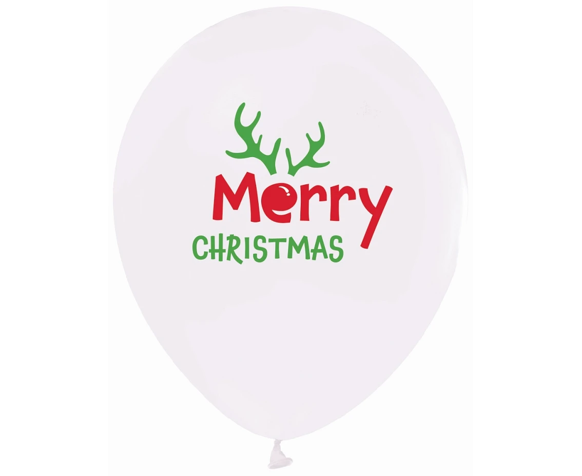 Balony Merry Christmas (z rogami), 12"/ 5 szt.