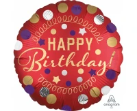 Balon foliowy SHP XL "Happy Birthday"  Red Satin Party, zapakowany KK