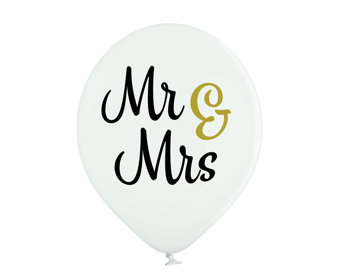 Balony Belbal 12", D11, "Mr & Mrs" białe, 6szt.