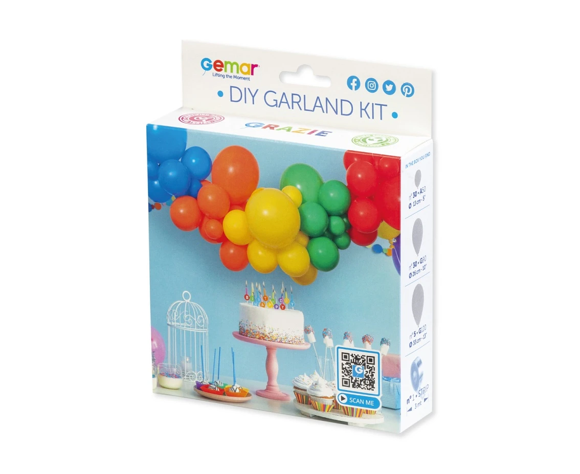 Girlanda balonowa DIY Tęczowa, 65 szt.