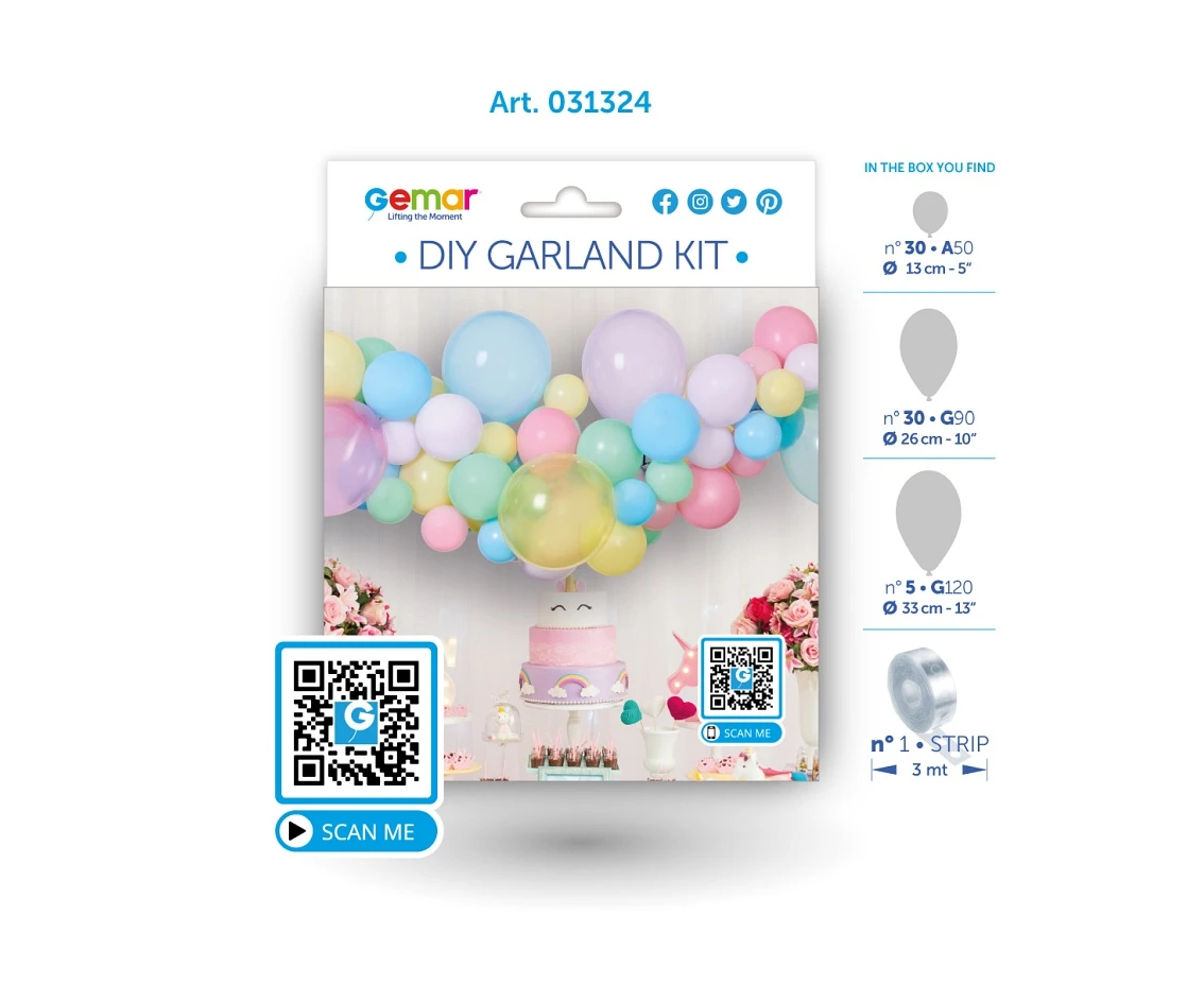 Girlanda balonowa DIY Pastelowa, 65 szt.