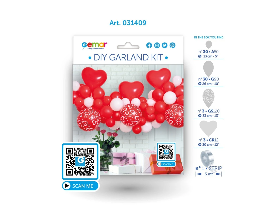 Girlanda balonowa Gemar, diy love, 65szt.