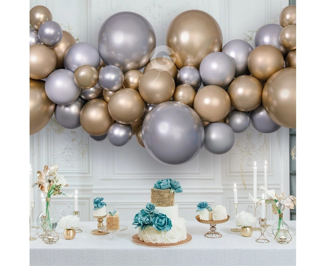 Girlanda balonowa Gemar, diy srebrnozłota shine, 65szt.