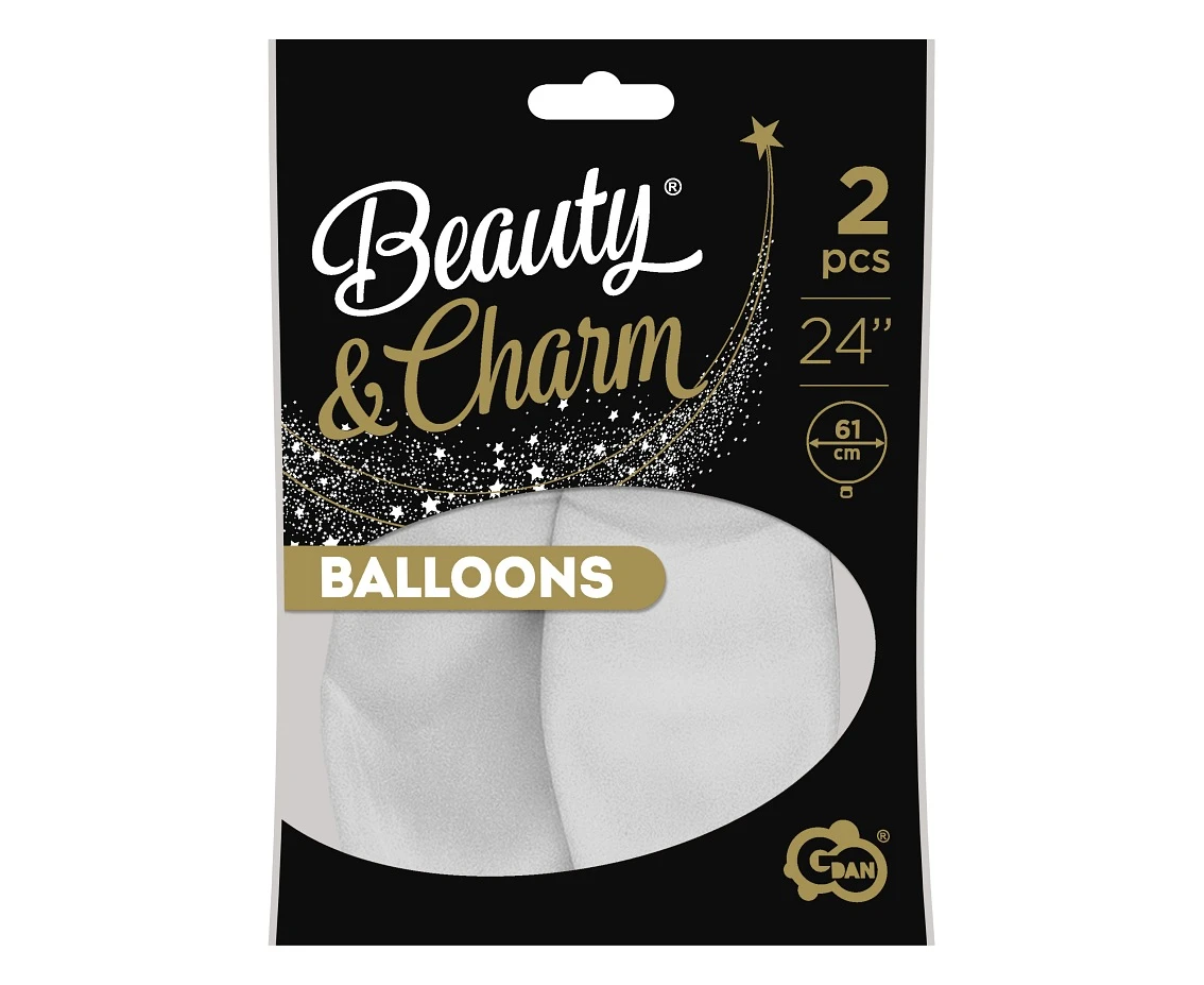 Balony B&C 24", pastel białe, 2szt.