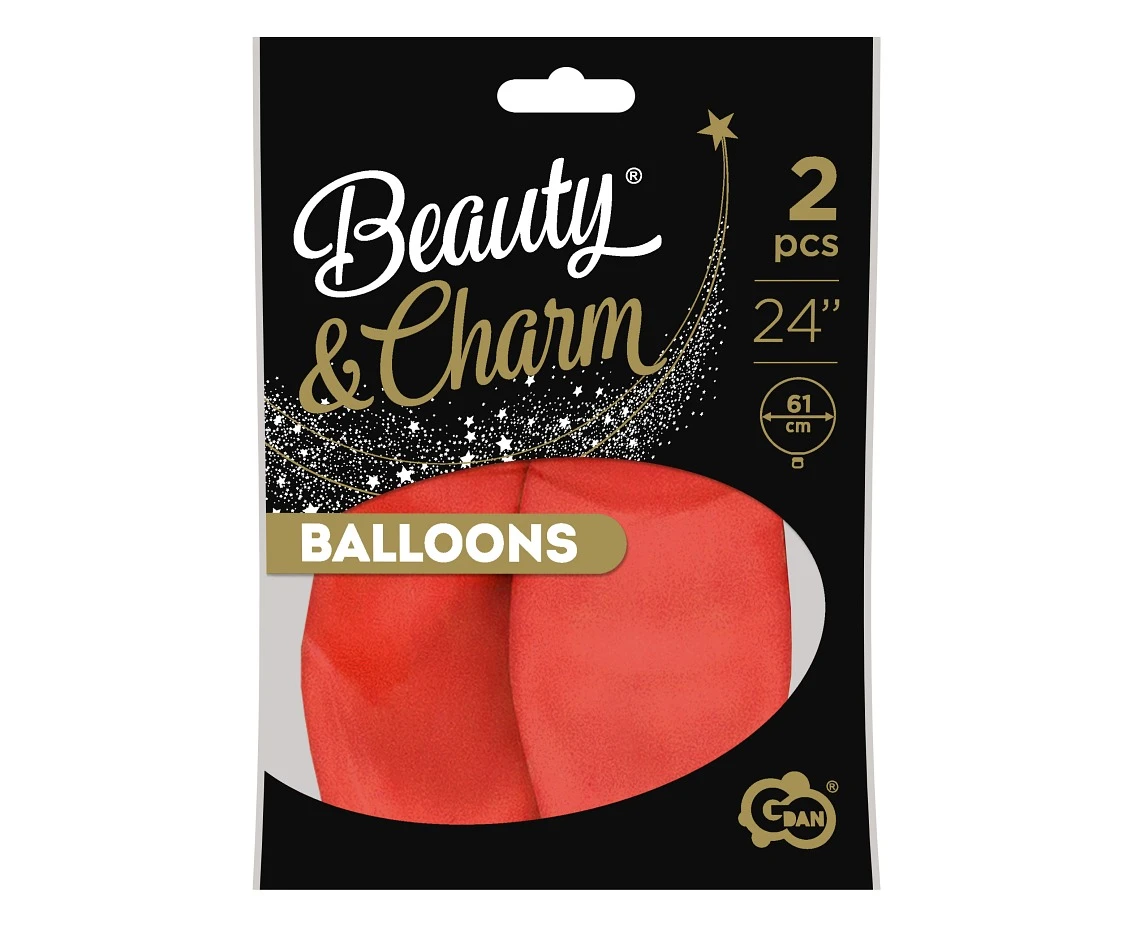 Balony B&C 24", pastel czerwone, 2szt.