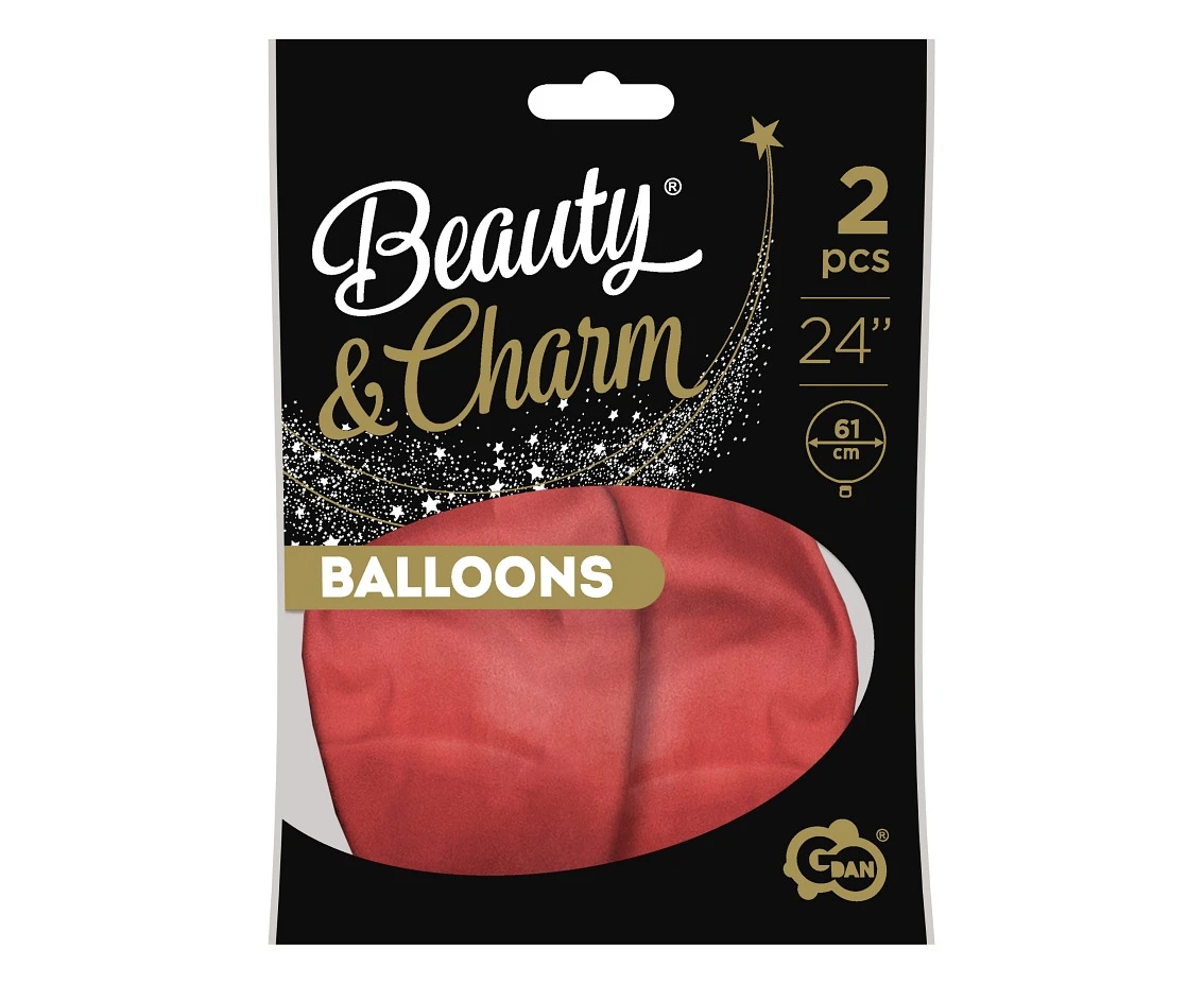 Balony B&C 24", platyna jasnoczerwone, 2szt.