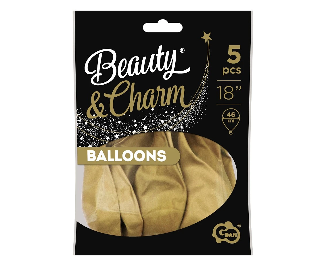 Balony B&C 18", platyna jasnozłote, 5szt.