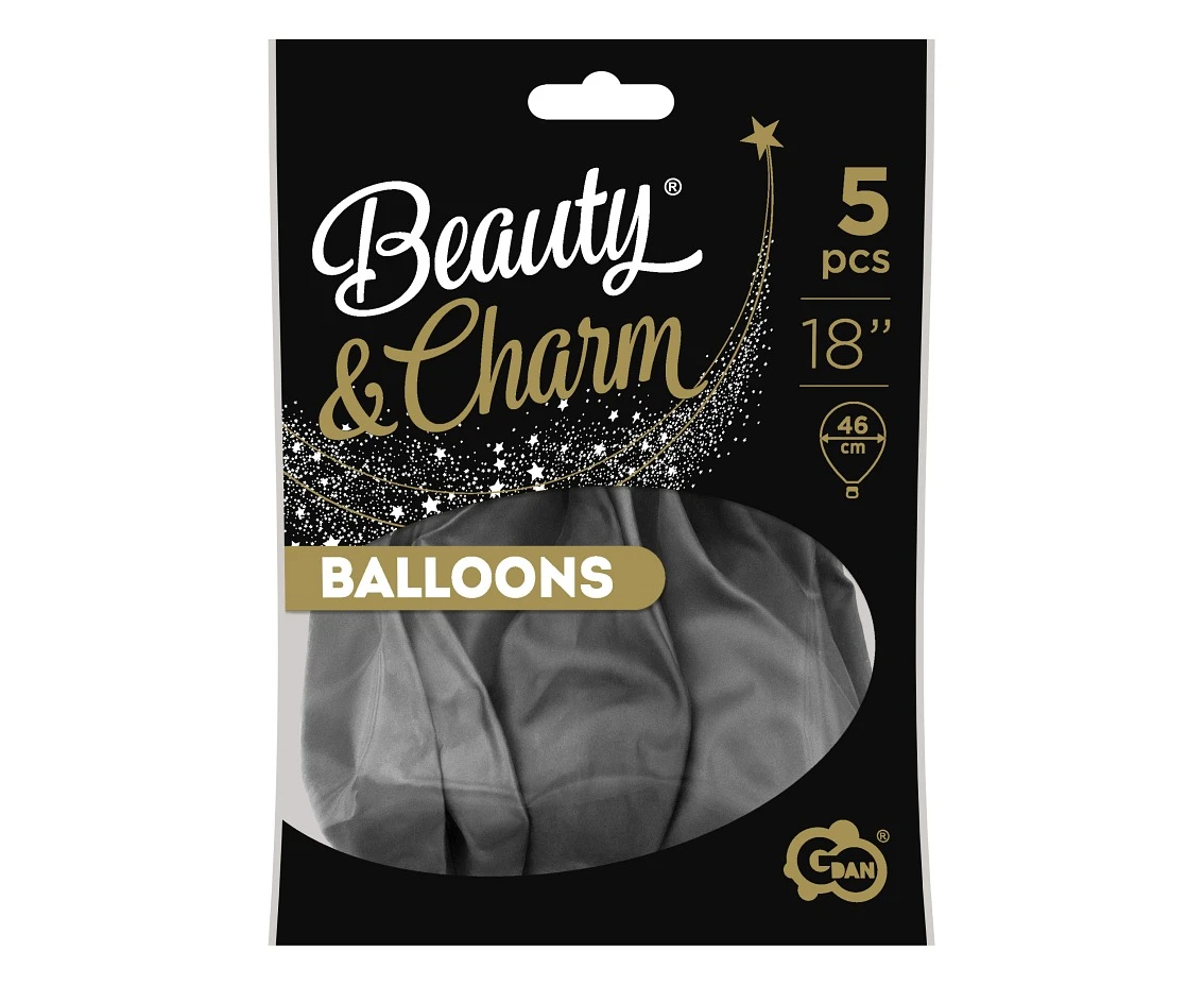 Balony B&C 18", platyna grafitowe, 5szt.