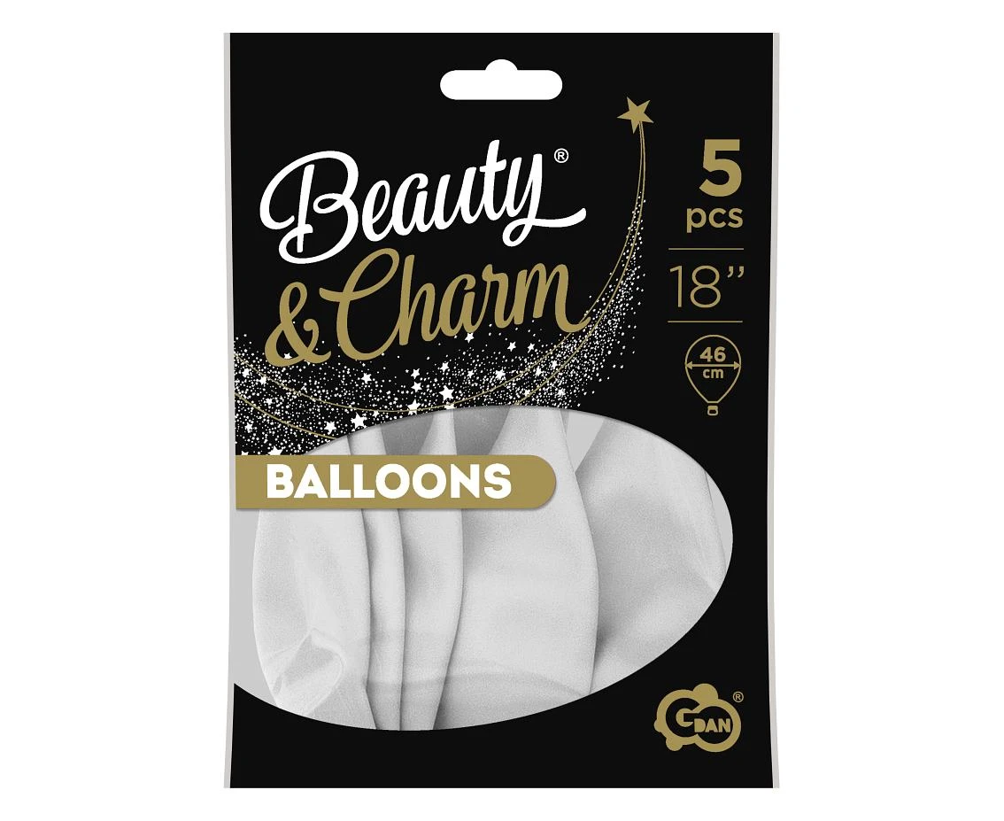 Balony B&C 18", pastel białe, 5szt.