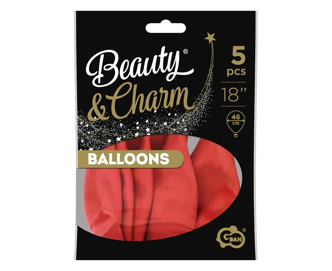 Balony B&C 18", pastel czerwone, 5szt.