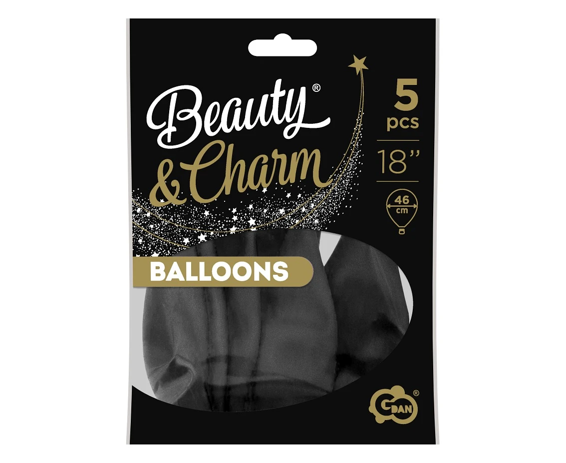 Balony B&C 18", pastel czarne, 5szt.