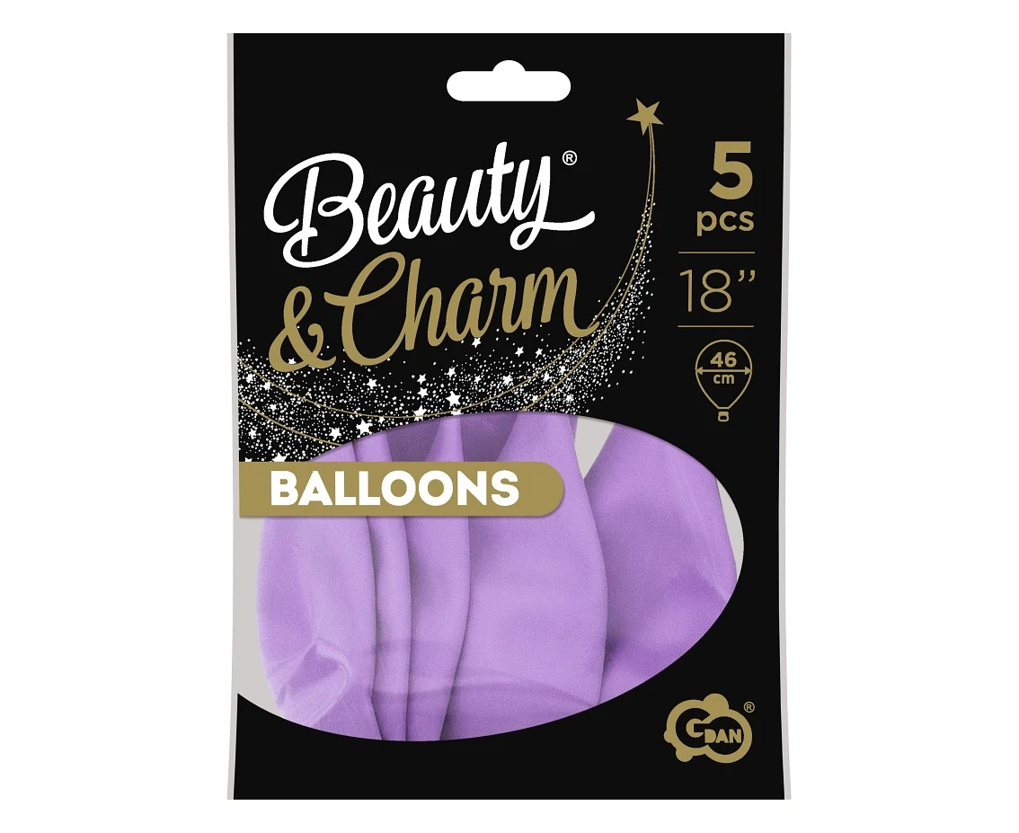 Balony B&C 18", macaron lawendowe, 5szt.