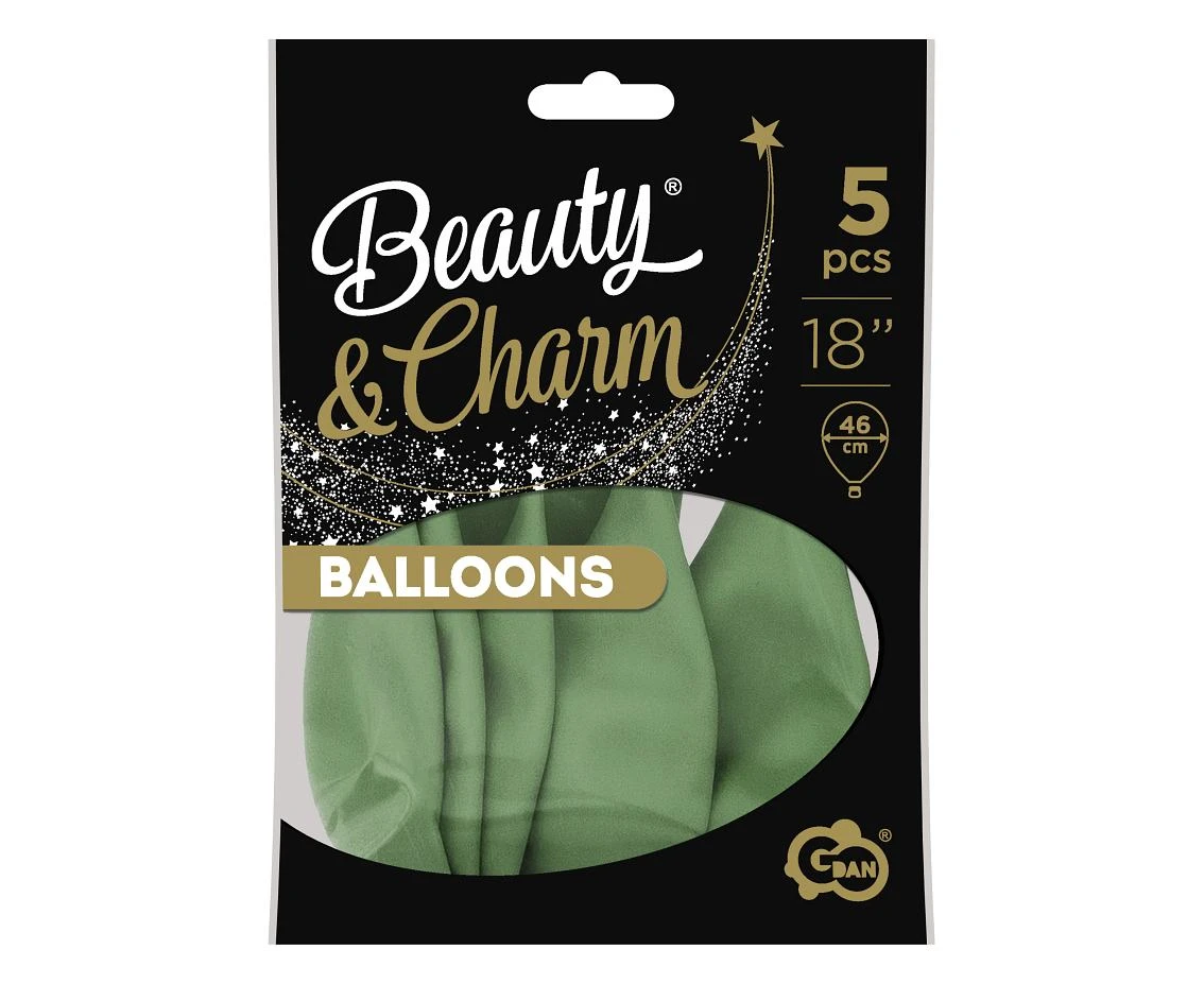 Balony B&C 18", pastel szaro-zielone, 5szt.