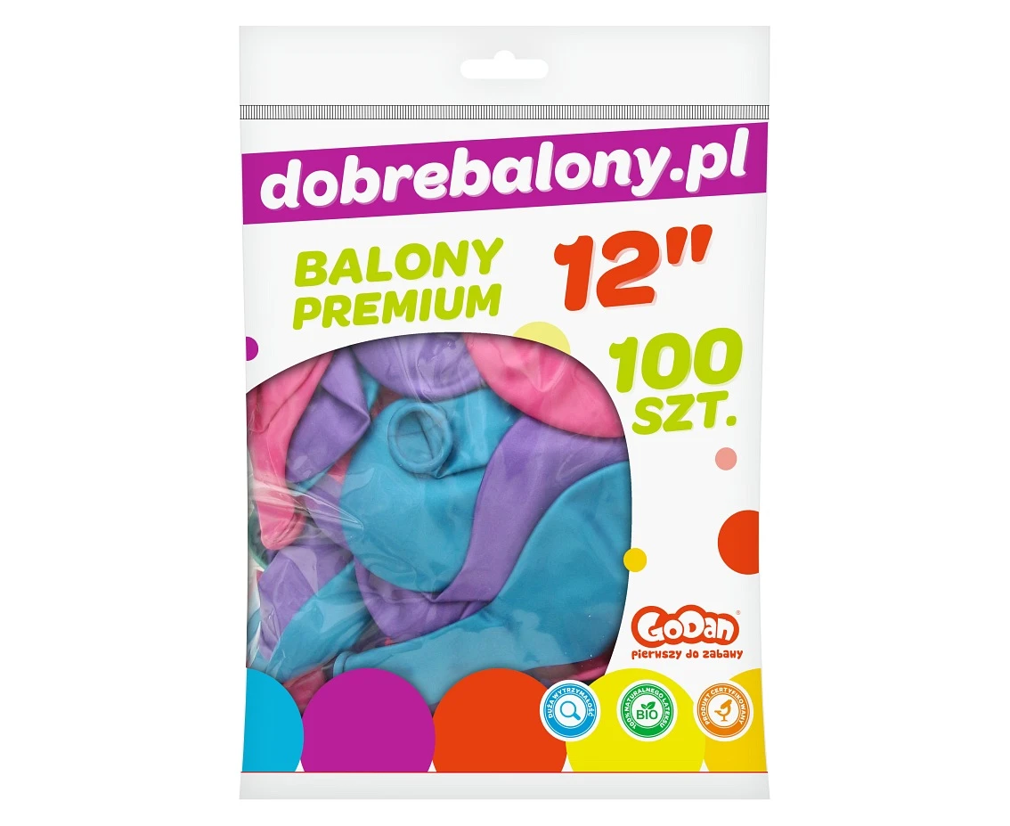 Balony Elegant Party Mix, platynowe metalizowane 12"/ 100 szt.