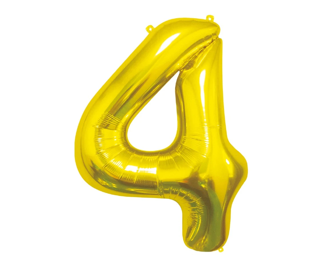 Balon foliowy B&C Cyfra 4, złota, 85 cm AA