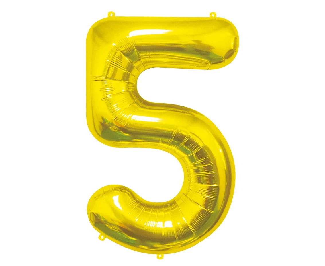 Balon foliowy B&C Cyfra 5, złota, 85 cm AA