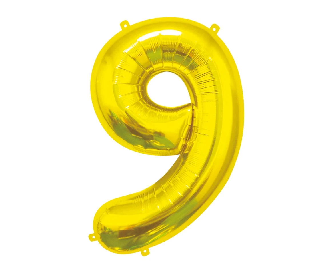 Balon foliowy B&C Cyfra 9, złota, 85 cm AA