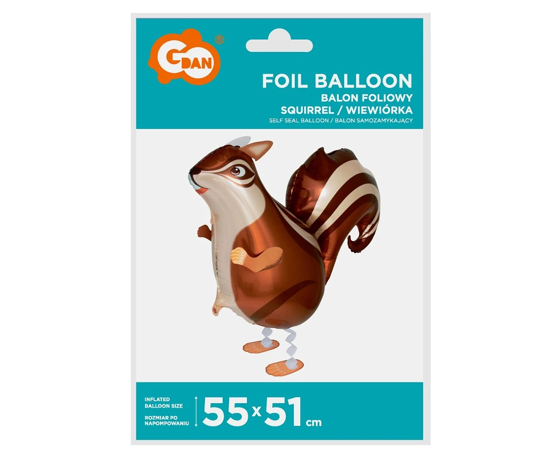 Balon foliowy Wiewiórka, 55x51 cm, chodząca KK