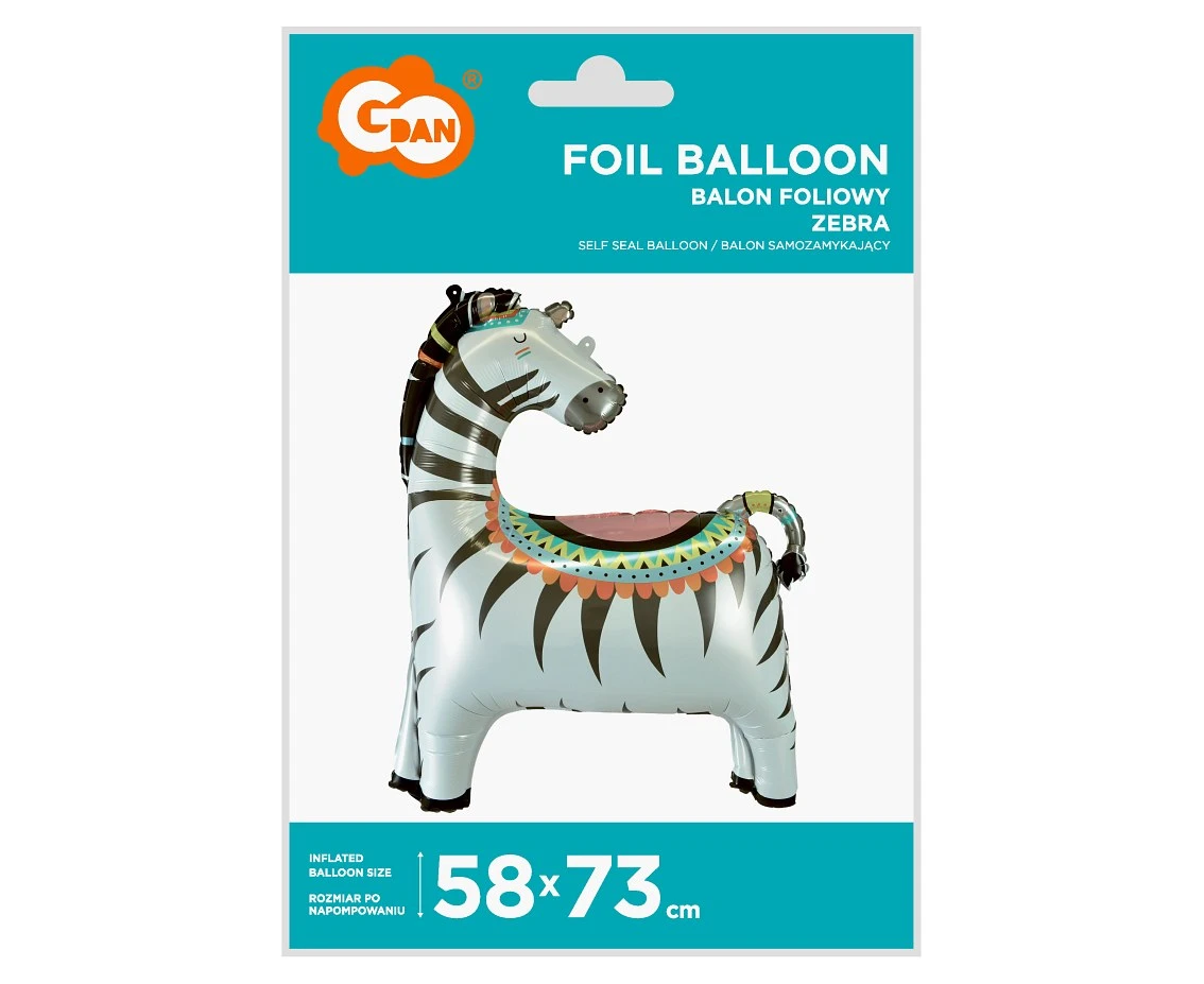 Balon foliowy Zebra, 58x73 cm KK
