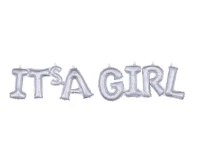 Balon foliowy Napis "IT''''S A GIRL", srebrny holograficzny, zapakowany KK