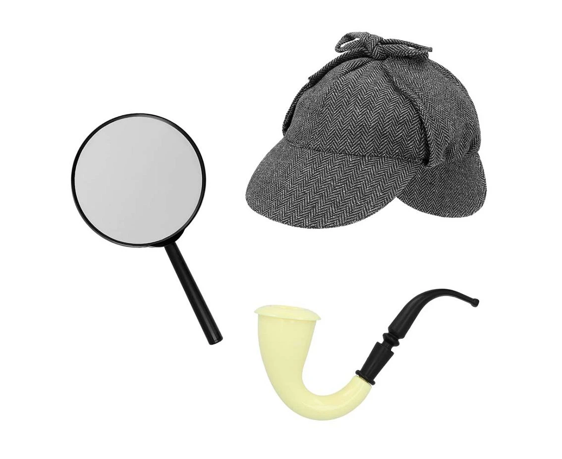 Zestaw Detektywa (czapka, fajka, lupa)