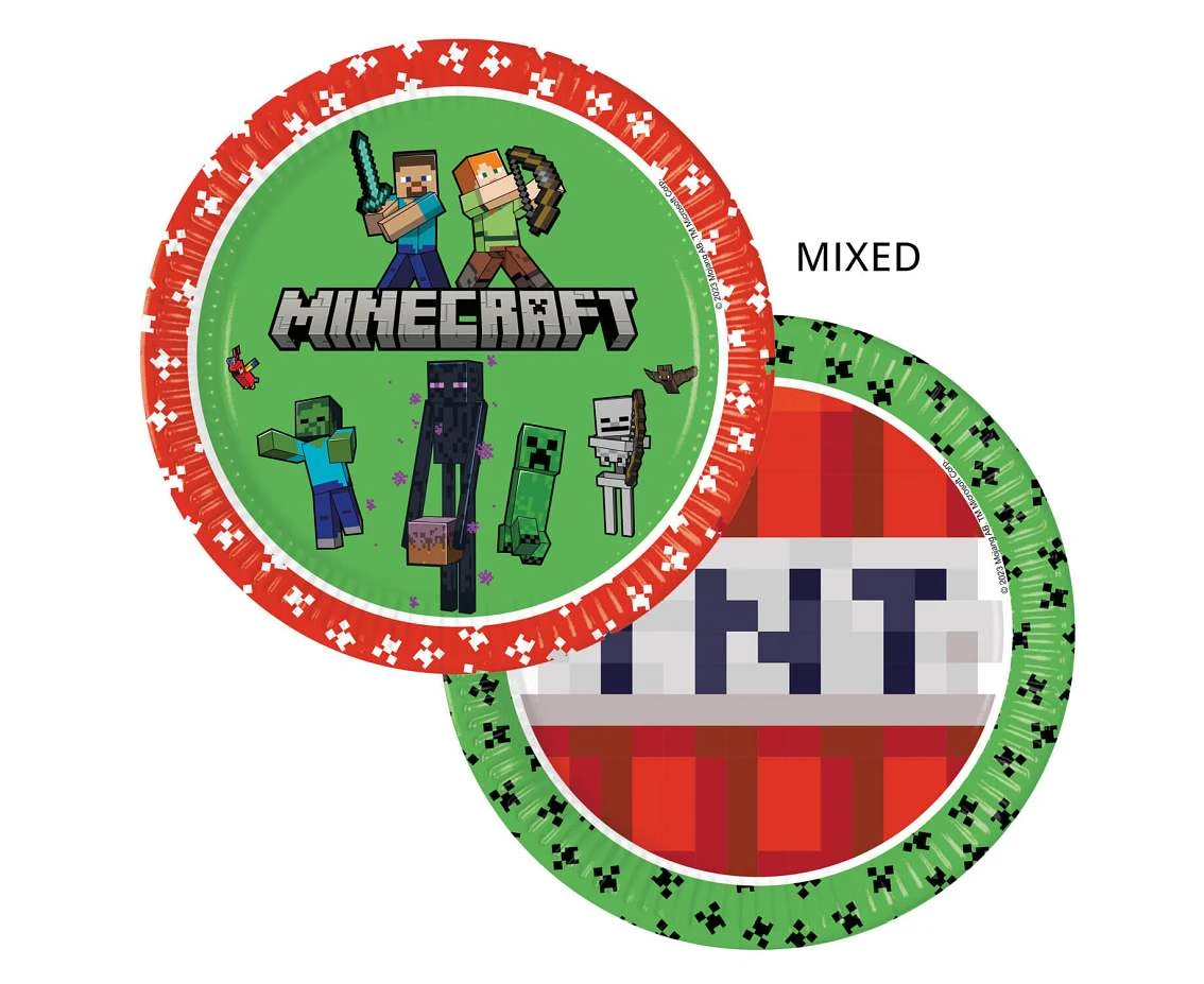 Talerzyki papierowe Minecraft, next generation, 23 cm, 8 szt. (plastic-free)