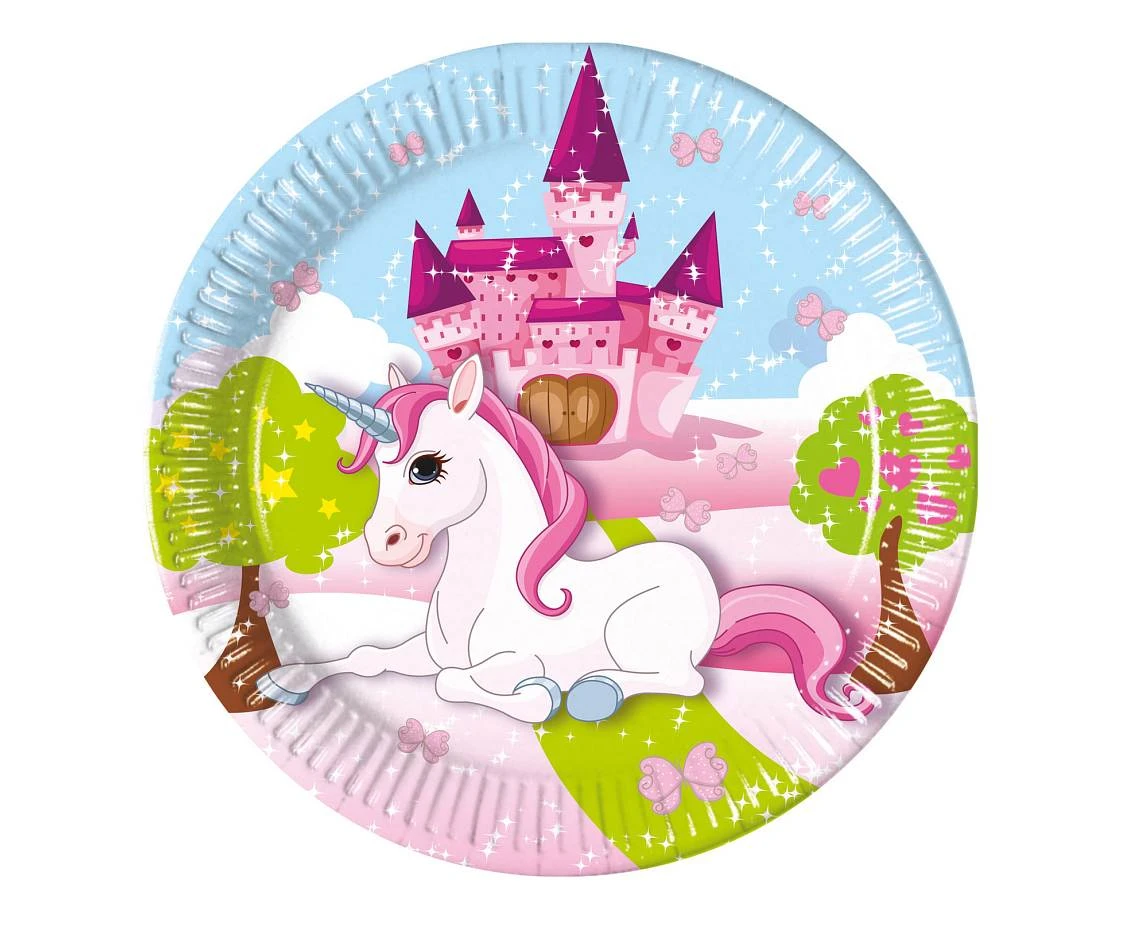 Talerzyki papierowe Unicorn, next generation, 23cm, 8 szt. (plastic-free) KK