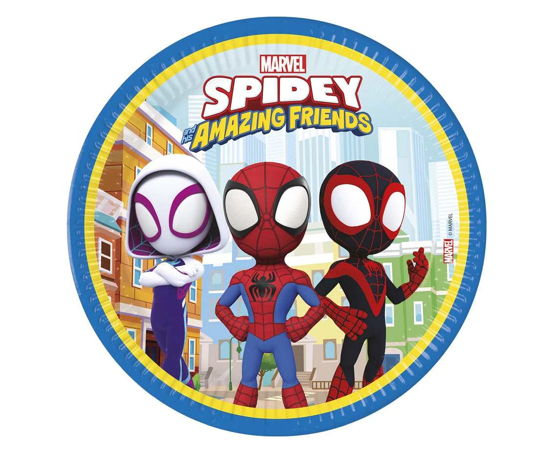 Talerzyki papierowe Spidey & His Amazing Friends, next generation, 23cm, 8 szt. (plastic-free)