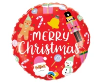 Balon foliowy 18" QL RND "Merry Christmas" (świąteczne ozdoby) KK