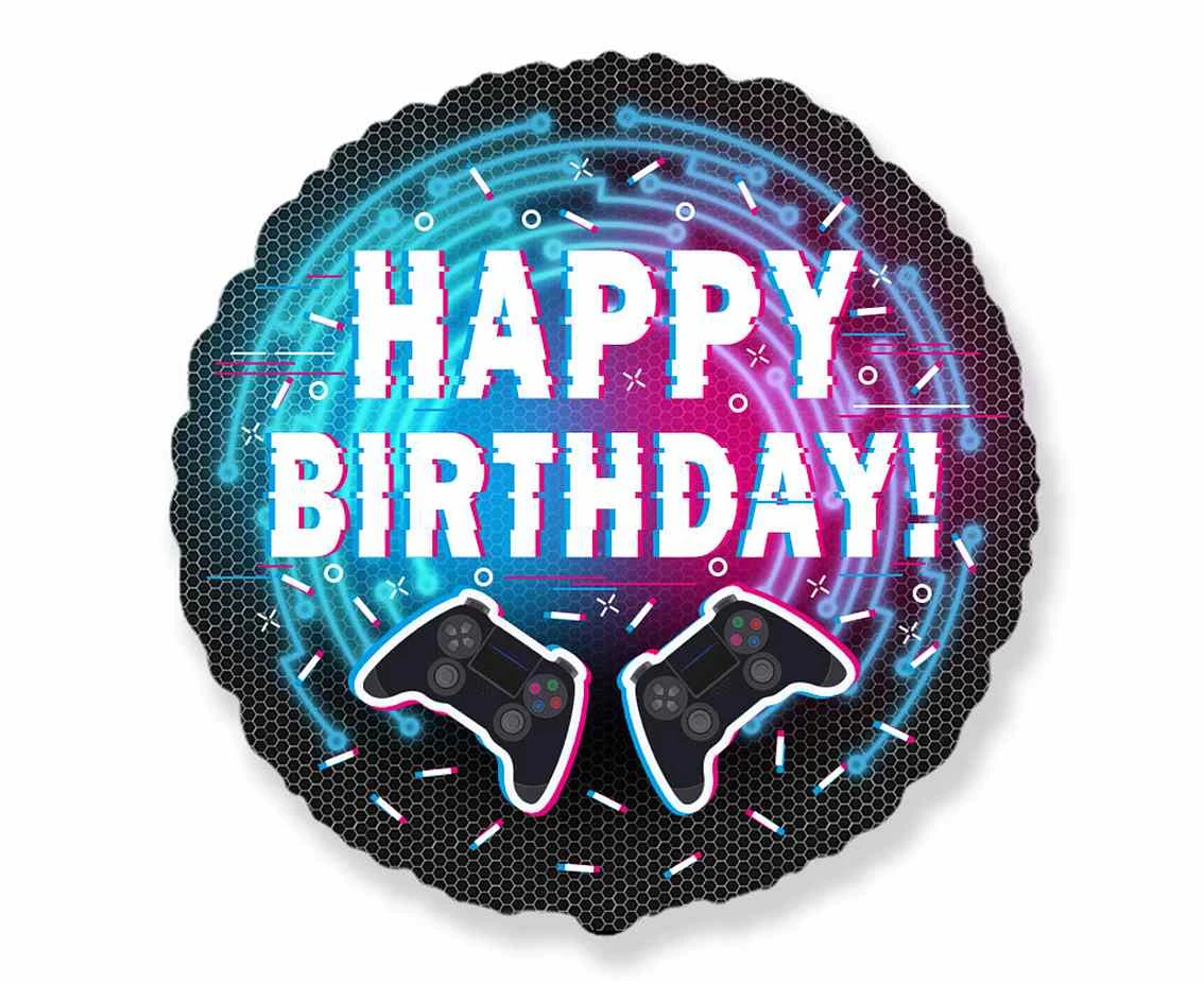 Balon foliowy 18" FX - Happy Birthday - Kontroler (Gamepad), niepakowany
