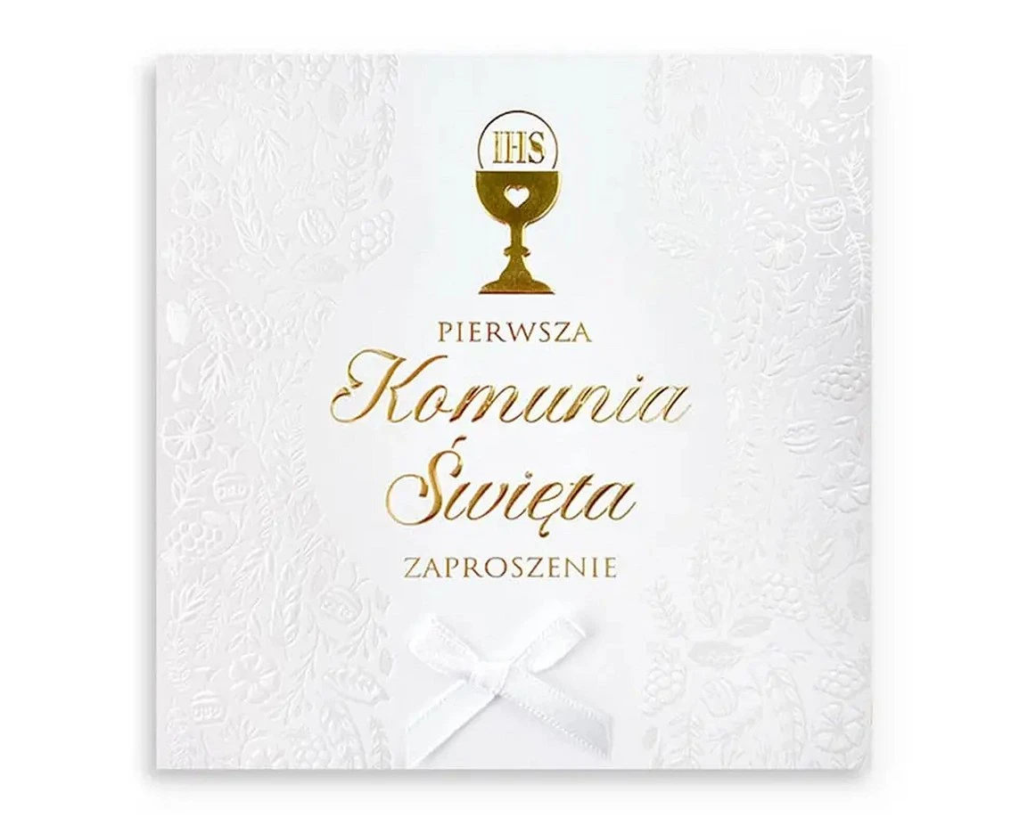 Zaproszenia Pierwsza Komunia Święta, z kielichem, 5 szt.