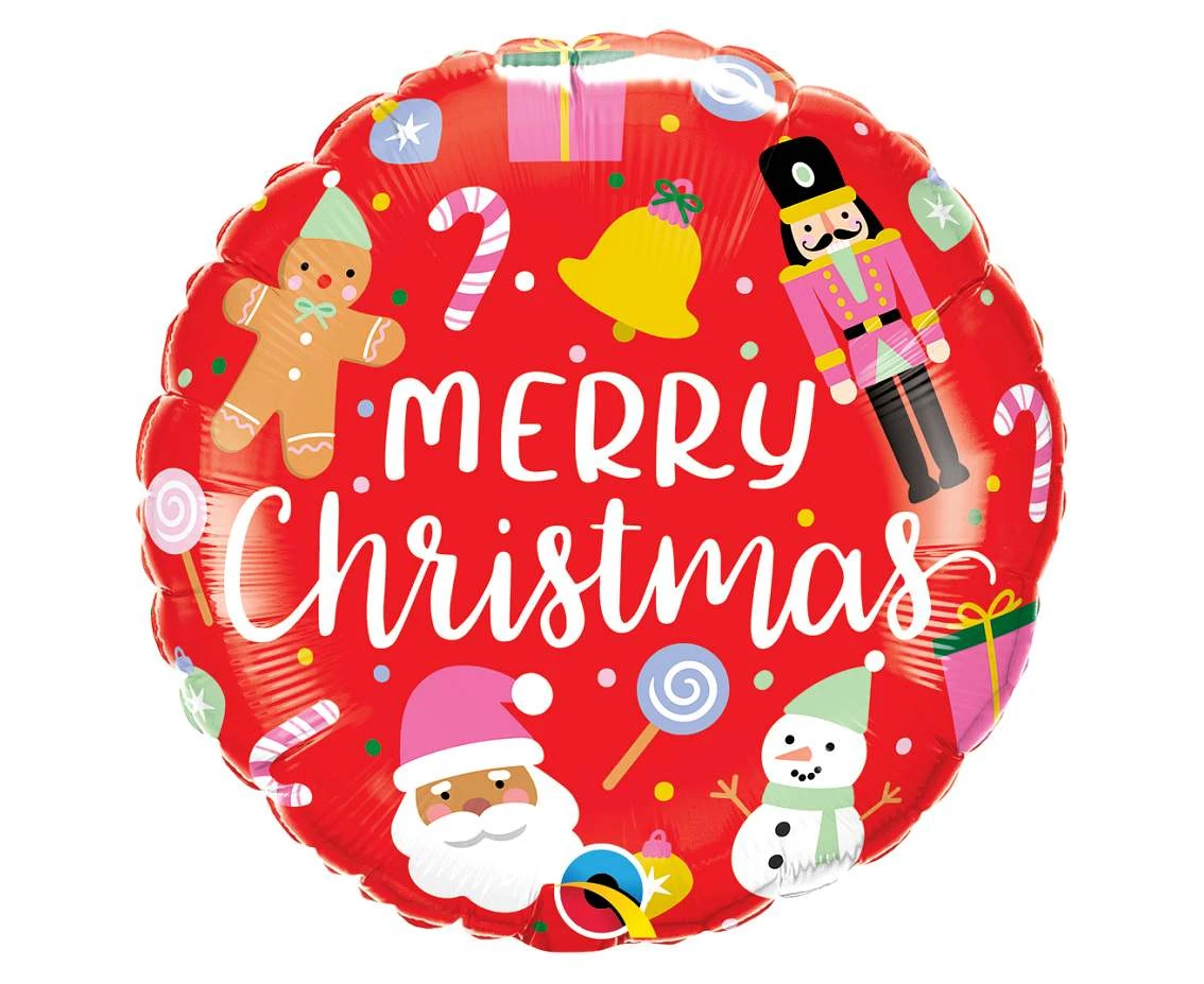 Balon foliowy 18" QL RND "Merry Christmas" (świąteczne ozdoby) KK