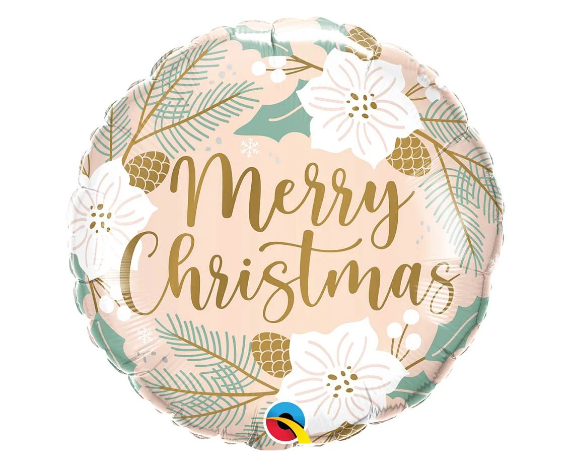 Balon foliowy 18" QL RND "Merry Christmas" (świąteczna dekoracja) KK