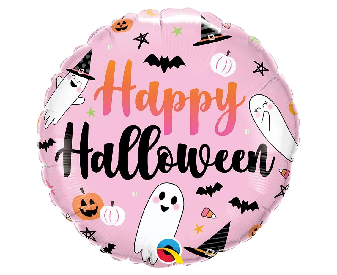 Balon foliowy 18" QL RND "Happy Halloween" (słodkie duchy) KK