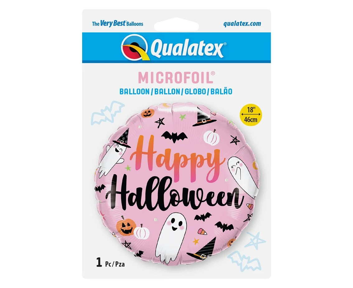 Balon foliowy 18" QL RND "Happy Halloween" (słodkie duchy) KK