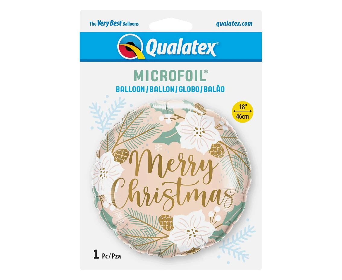 Balon foliowy 18" QL RND "Merry Christmas" (świąteczna dekoracja) KK