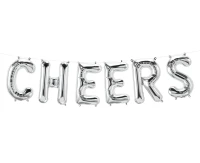 Balon foliowy 16" QL Napis "Cheers", srebrny KK