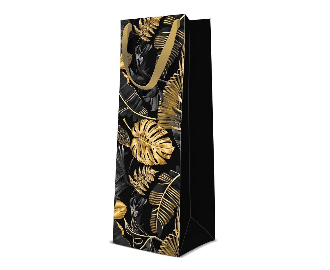 Torebka prezentowa na wino Gold Leaves 12x10x37 cm