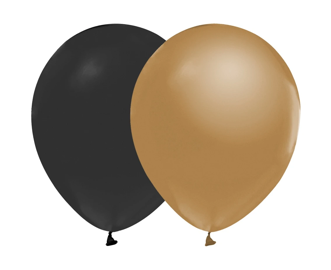 Balony B&C 12", metalik złote i czarne, 10szt.