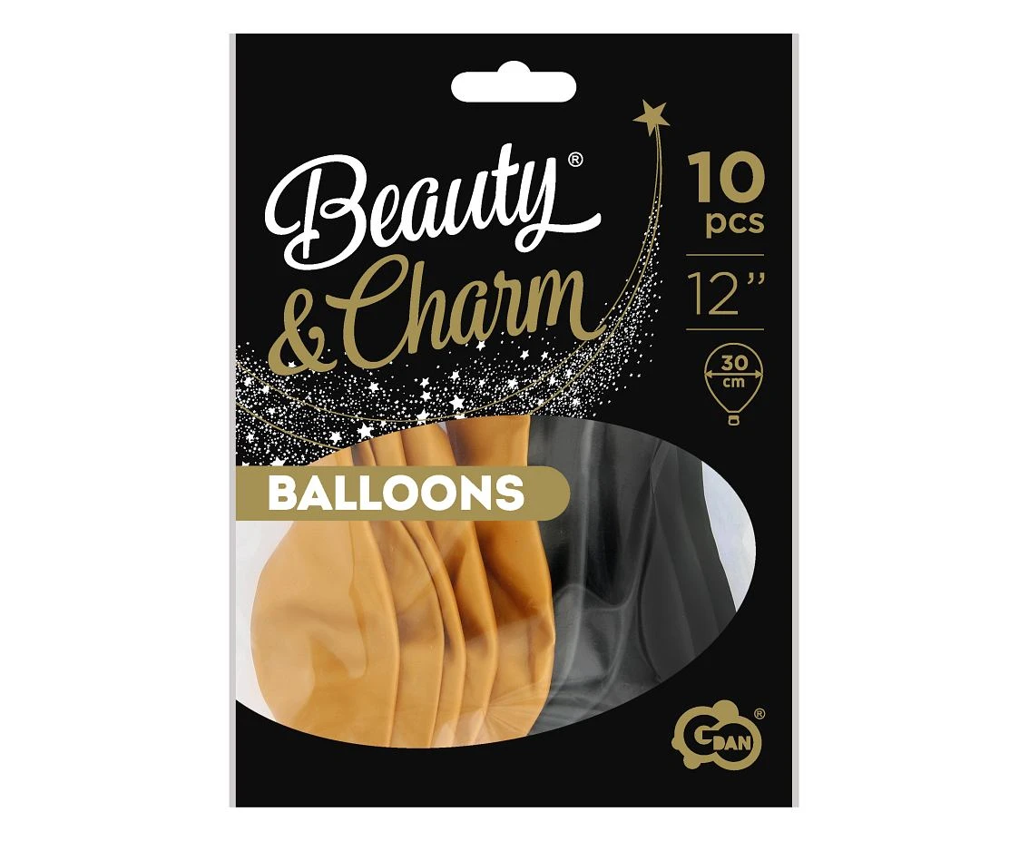 Balony B&C 12", metalik złote i czarne, 10szt.