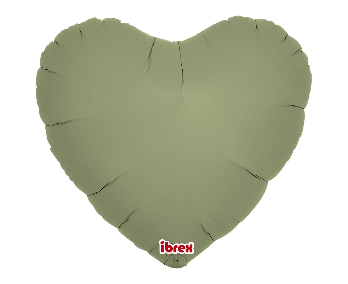 Balon Ibrex Hel, serce 14", Sage Green, 5 szt.