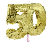 Piniata cyfra „50”, metaliczna złota, foliowa, 50x40.5x8 cm, KK