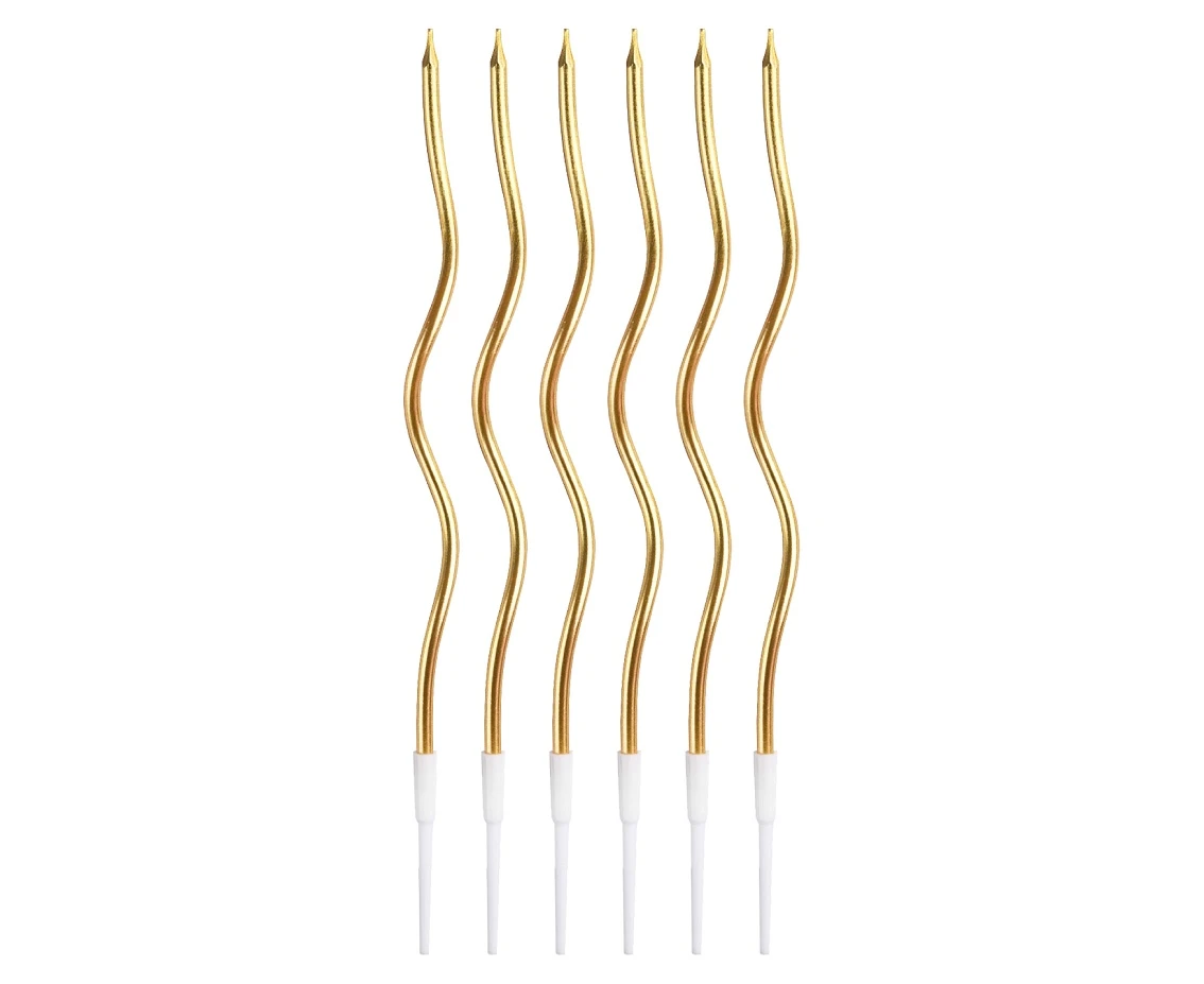 Świeczki B&C Świderki, metaliczne złote, 16 cm, 6 szt.