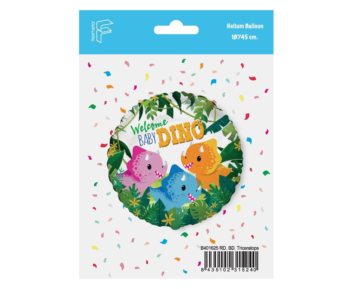 Balon foliowy 18" FX - Happy Birthday - Dino, pakowany KK